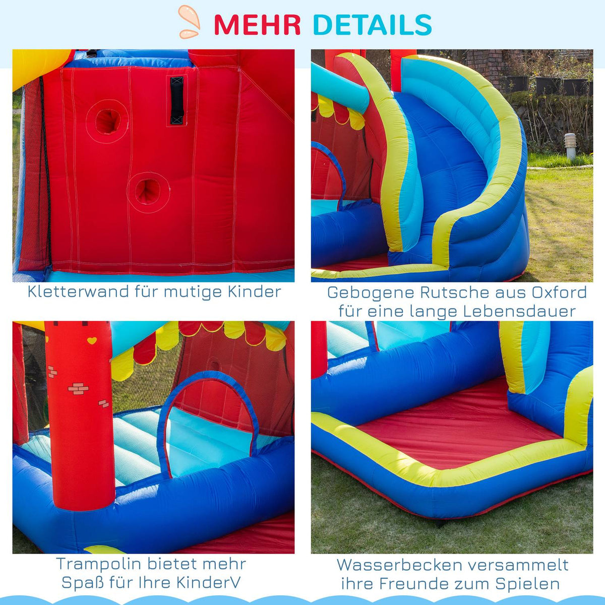 Inflatable Bouncy Castle Play Castle Jumping Area Ball Pit With Slide With Transport Bag Patch For Children From 3 Years 290 X 270 X 230 Cm