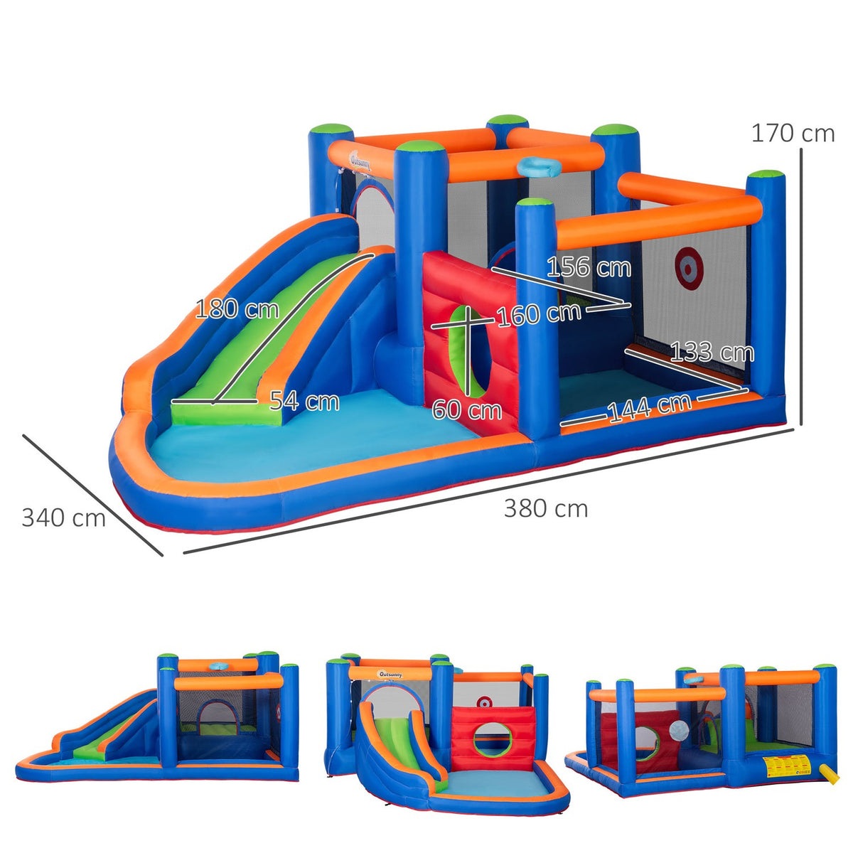 Inflatable Bouncy Castle Water Park With Blower Bouncy Castle With Water Slide Basketball Hoop Inflatable Water Play Center For Ages 3 And Up Trampoline