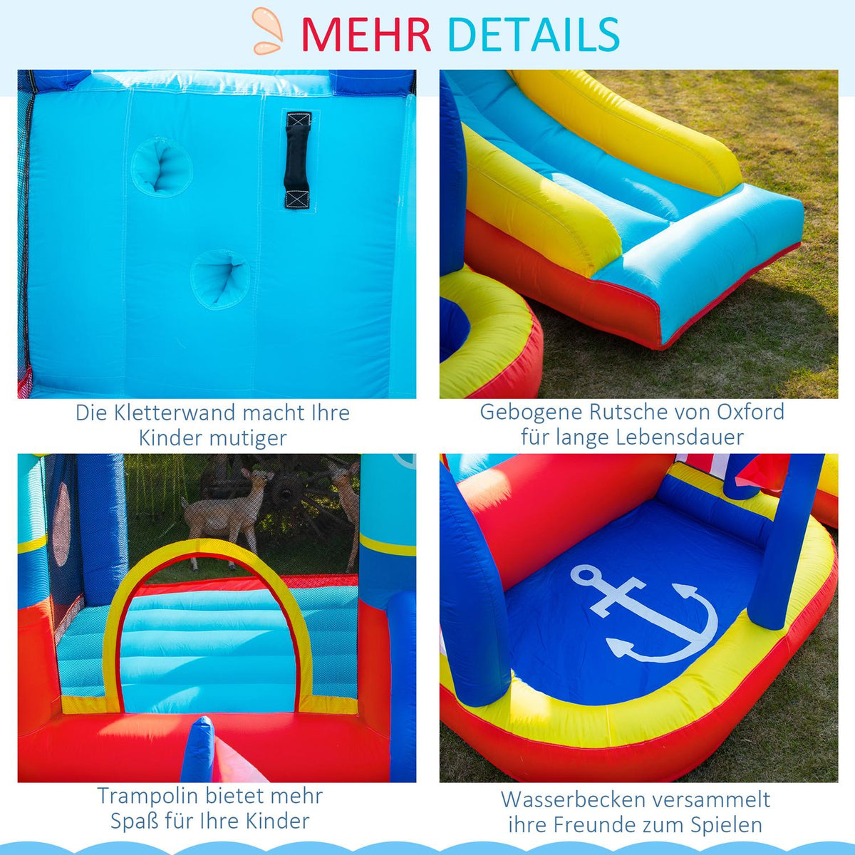 Inflatable Bouncy Castle With Blower Water Park Inflatable Slide Climbing Wall Trampoline With Carry Bag For Children 3 To 8 Years Old