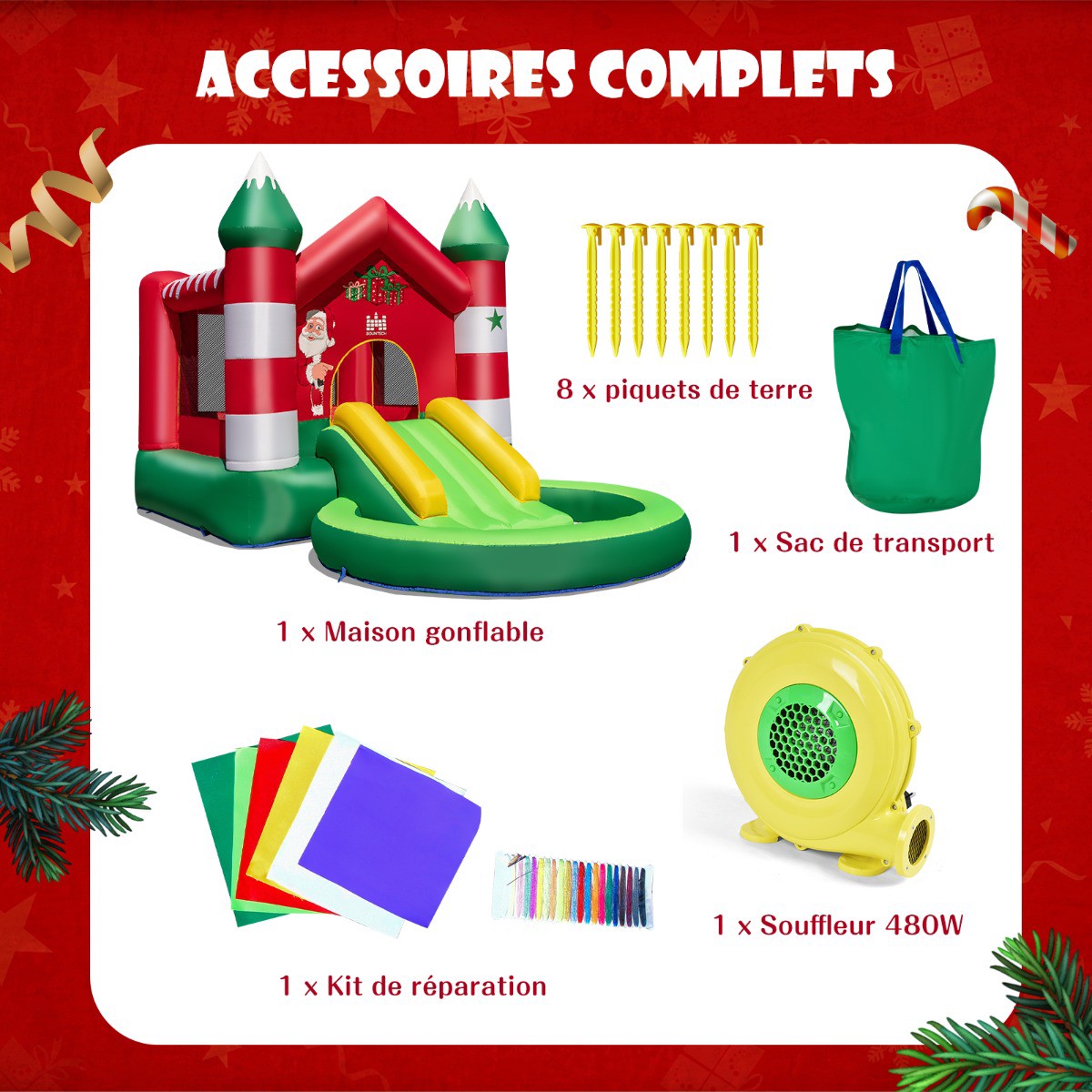 Inflatable Bouncy Castle With Slide, Blower, 390x210x220 cm