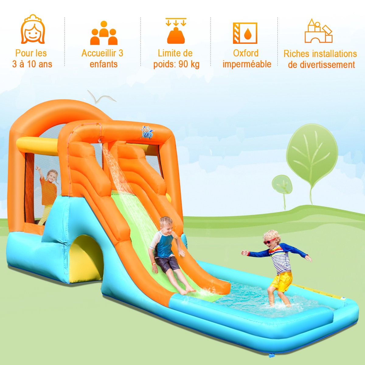 Inflatable Bouncy Castle With Slide and Pool, 490 cm