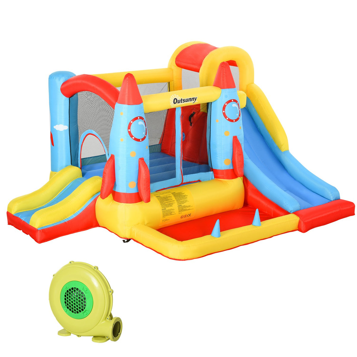 Inflatable Bouncy Castle With Water Slide Blower For 4 Children Xxl Jumping Castle For 3-10 Years Water Park 330 X 265 X 185 Cm