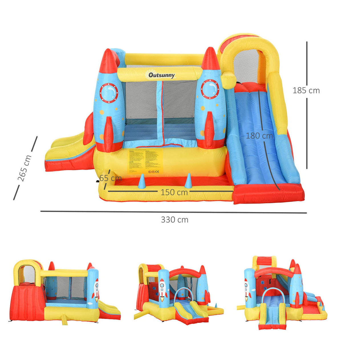 Inflatable Bouncy Castle With Water Slide Blower For 4 Children Xxl Jumping Castle For 3-10 Years Water Park 330 X 265 X 185 Cm