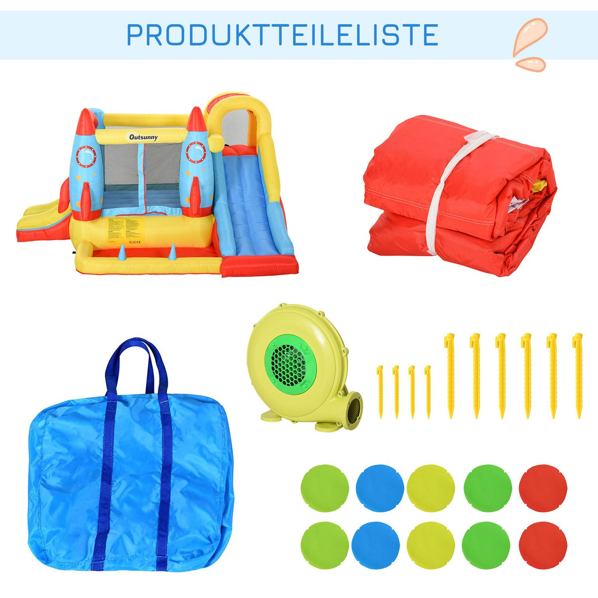 Inflatable Bouncy Castle With Water Slide Blower For 4 Children Xxl Jumping Castle For 3-10 Years Water Park 330 X 265 X 185 Cm