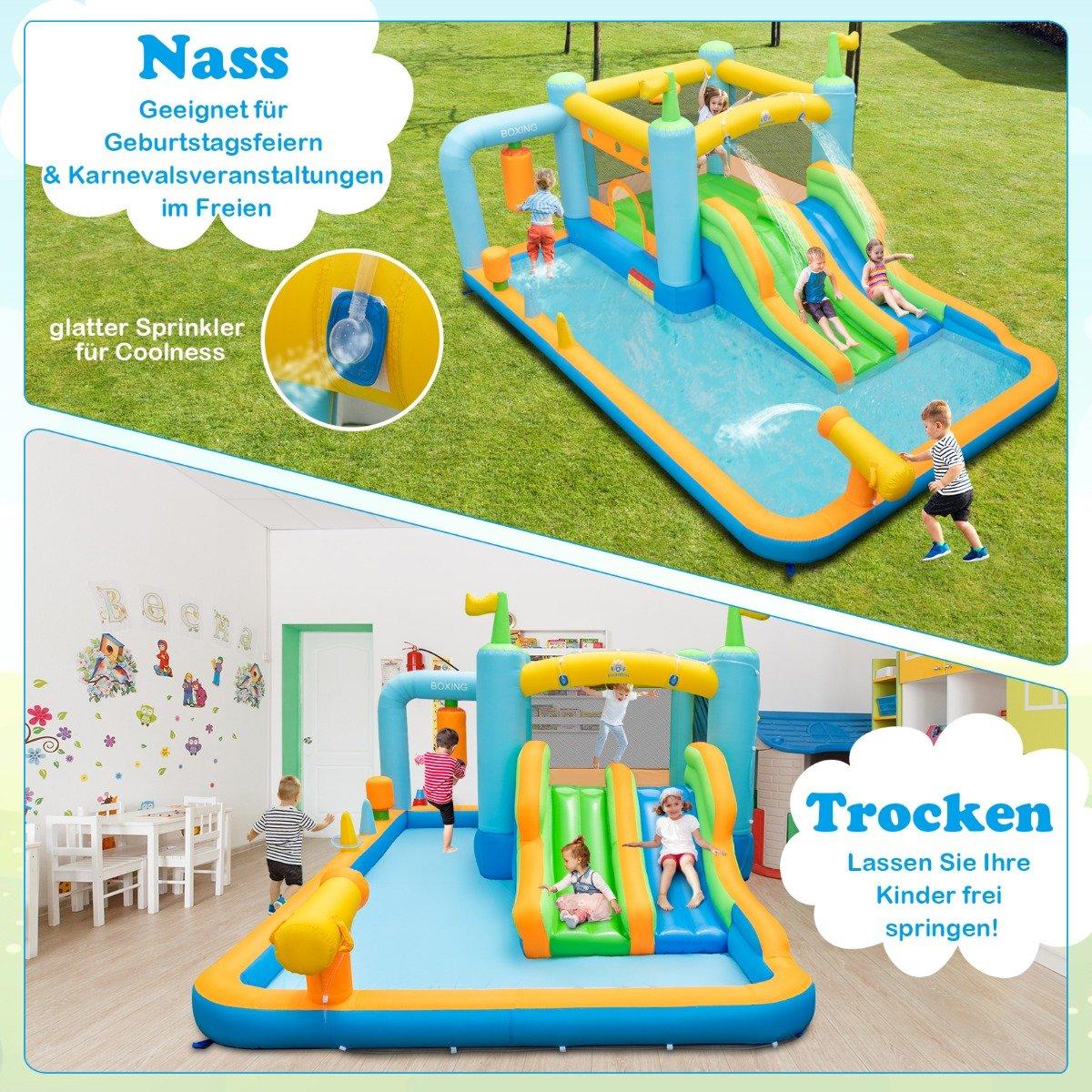 Inflatable Bouncy House with Double Shots & Splash Pool & Water Cannon & Punching Sandbag Bouncy Castles