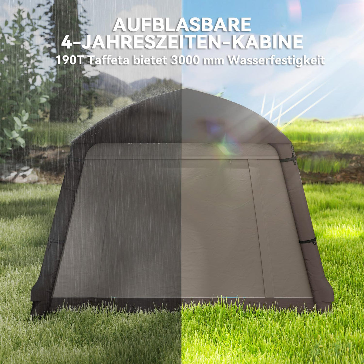 Inflatable Camping Tent 1-2 Person Outdoor Family Tent with Awning Hooks Air Pump Windows Doors Storage Bag Air Tent for 4 Seasons Windproof Glamping Tent