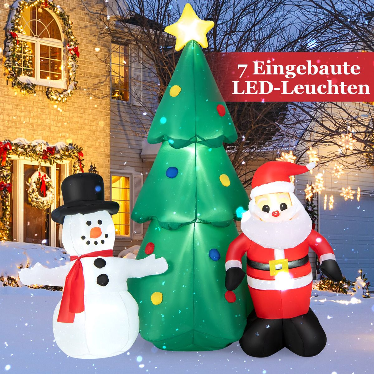 Inflatable Christmas Decoration, 185 cm, LED Santa Set