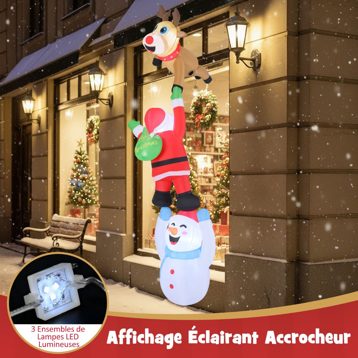 Inflatable Christmas Decoration, 308 cm Santa With LEDs