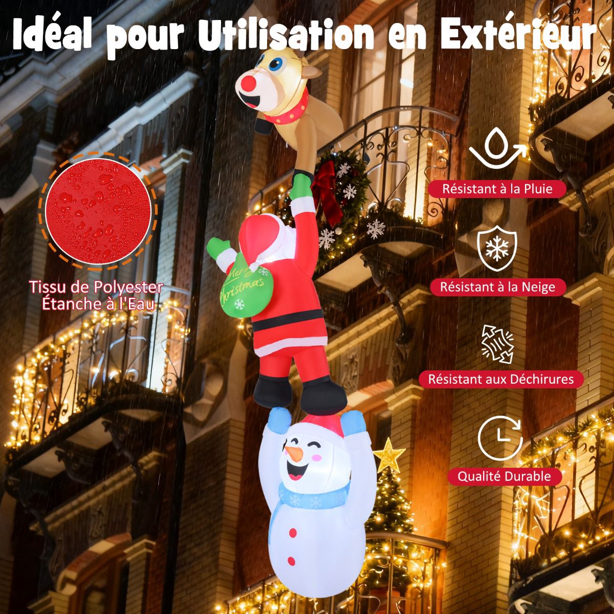 Inflatable Christmas Decoration, 308 cm Santa With LEDs