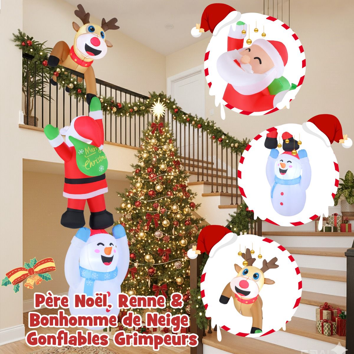 Inflatable Christmas Decoration, 308 cm Santa With LEDs