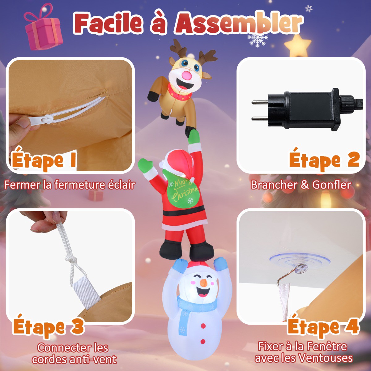 Inflatable Christmas Decoration, 308 cm Santa With LEDs
