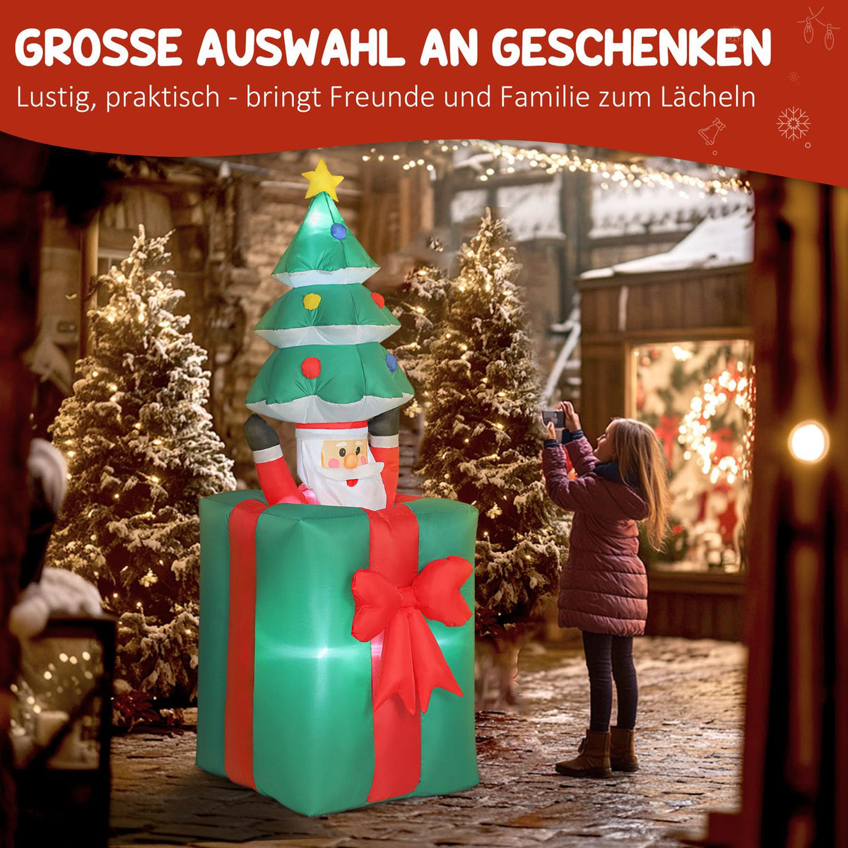 Inflatable Christmas Decoration with LED Lights, Indoor/Outdoor
