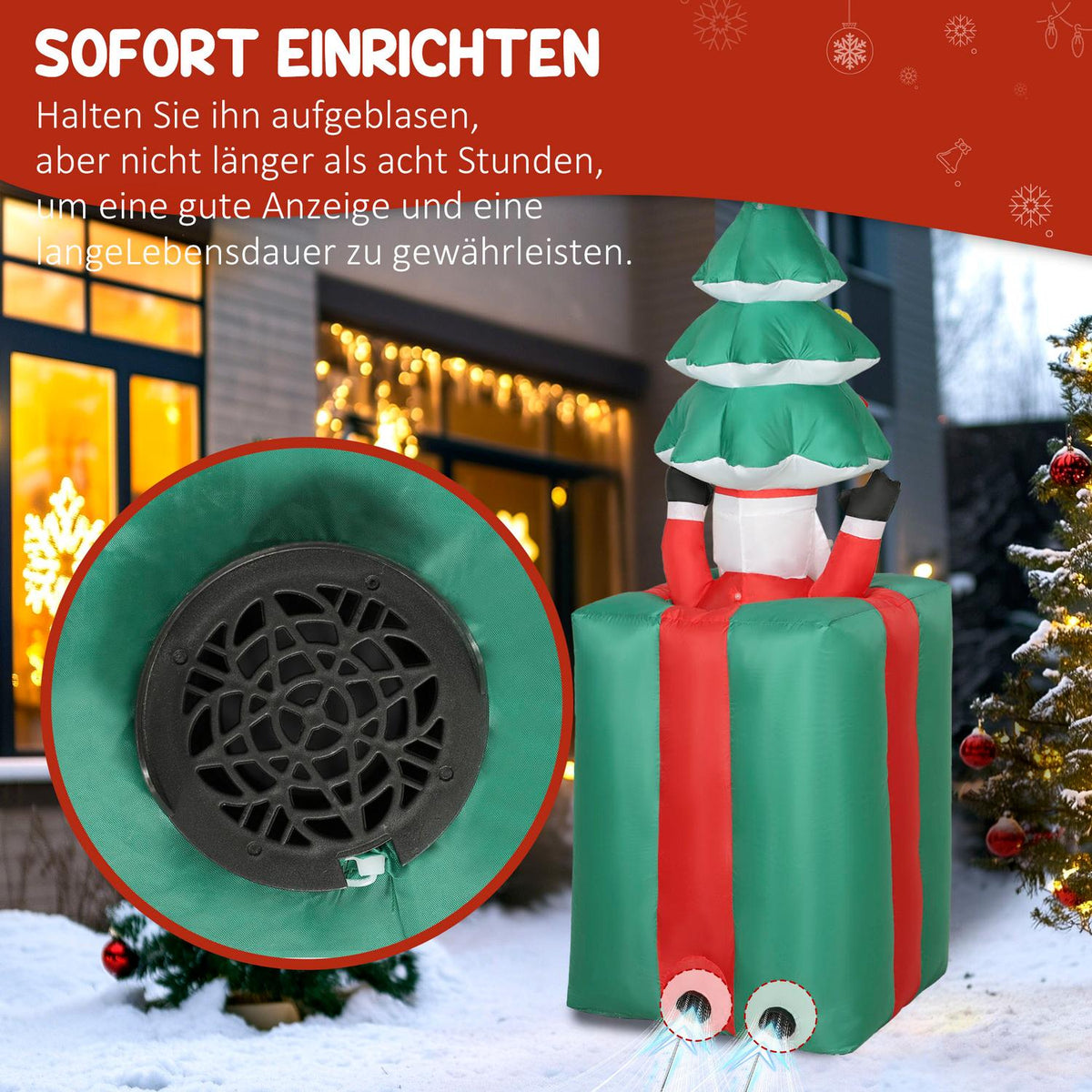 Inflatable Christmas Decoration with LED Lights, Indoor/Outdoor