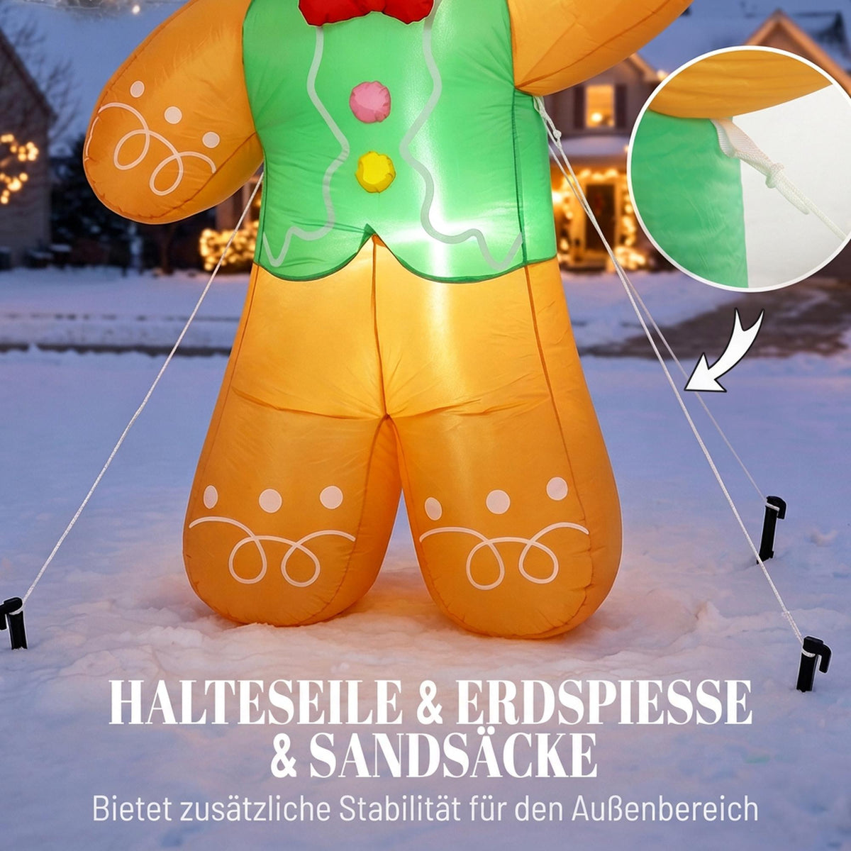 Inflatable Christmas Gingerbread Man with LEDs, 250 cm