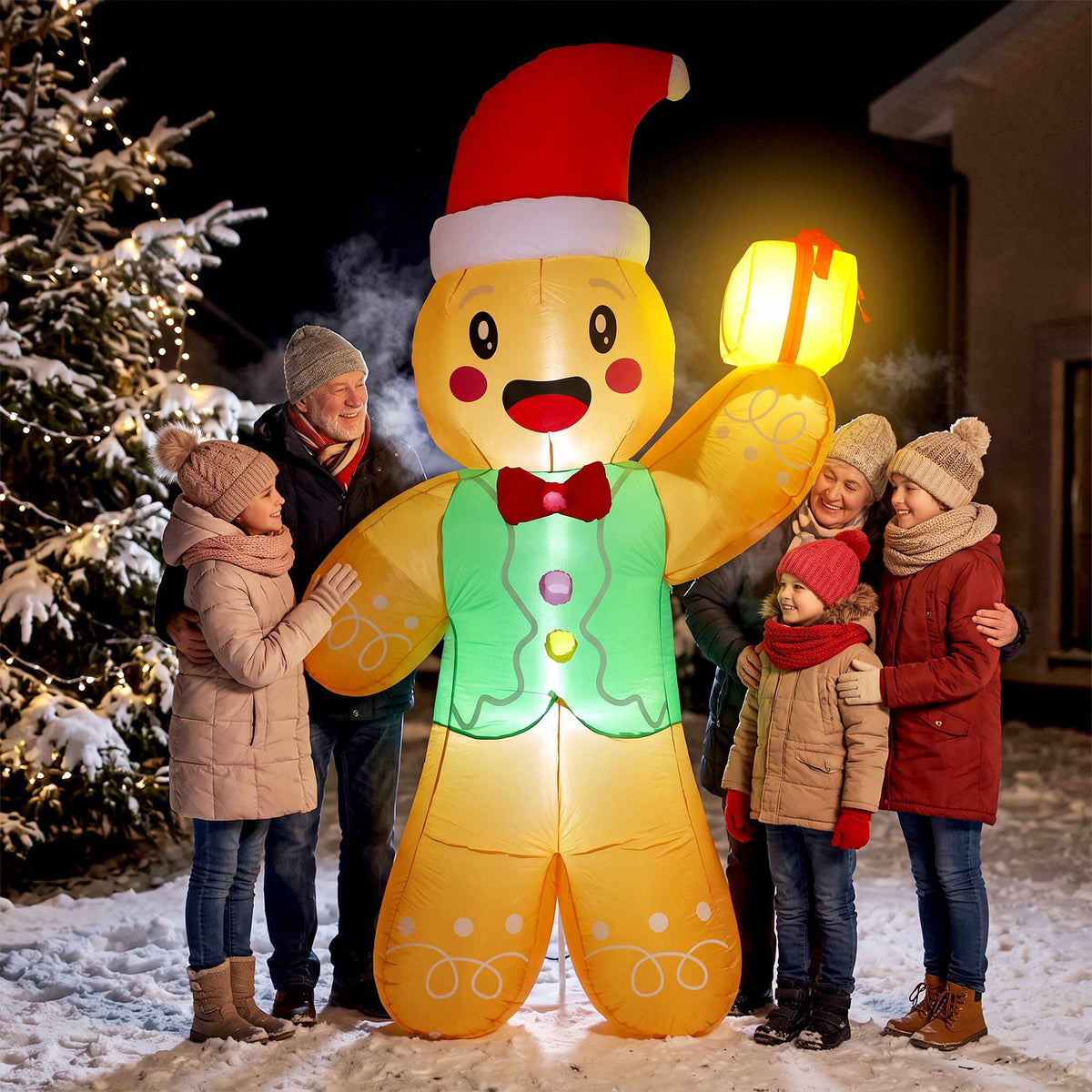 Inflatable Christmas Gingerbread Man with LEDs, 250 cm