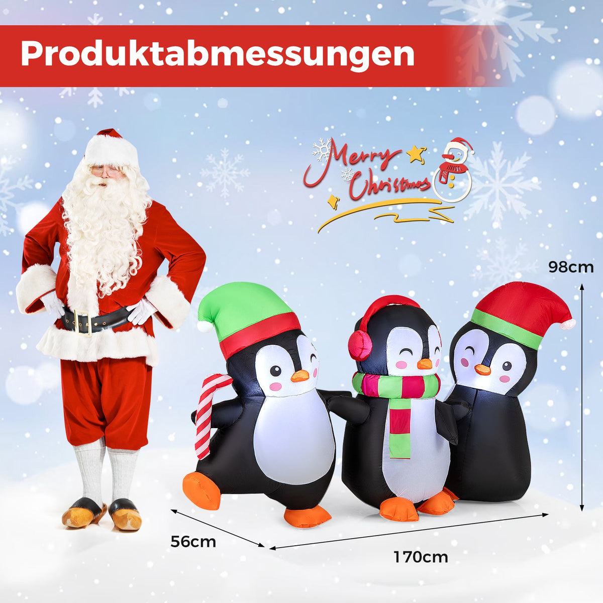 Inflatable Christmas Penguin Family, LED Lights, 170 cm