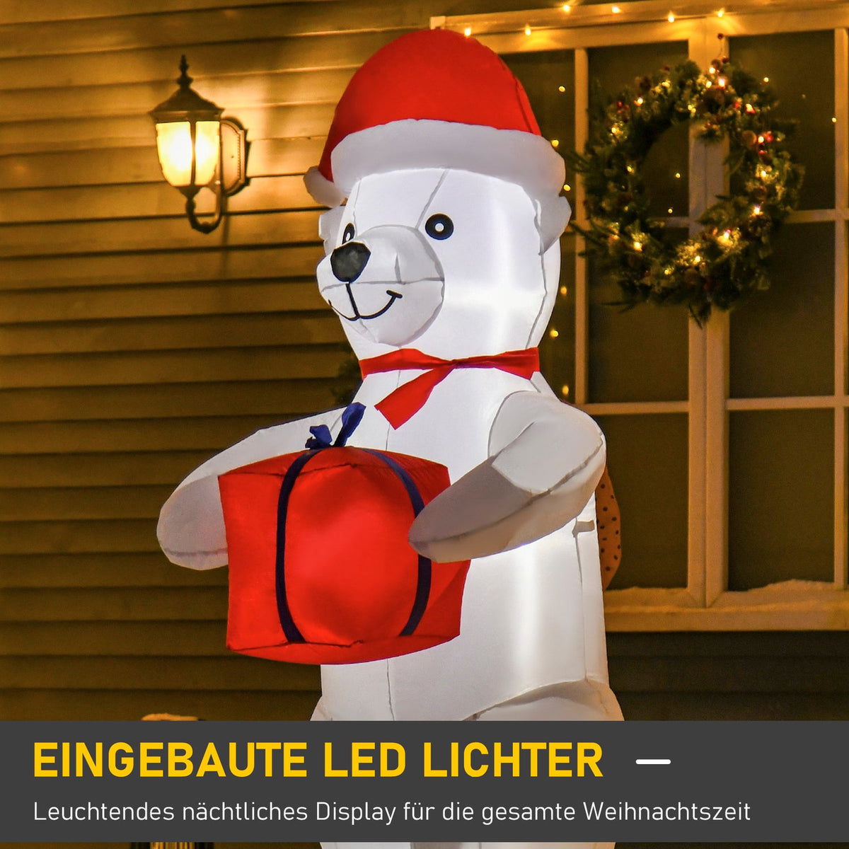 Inflatable Christmas Polar Bear 1.8 M Decorations Lighting Christmas Garden Animal Figures Party Polyester 86 X 85 X 180 Cm