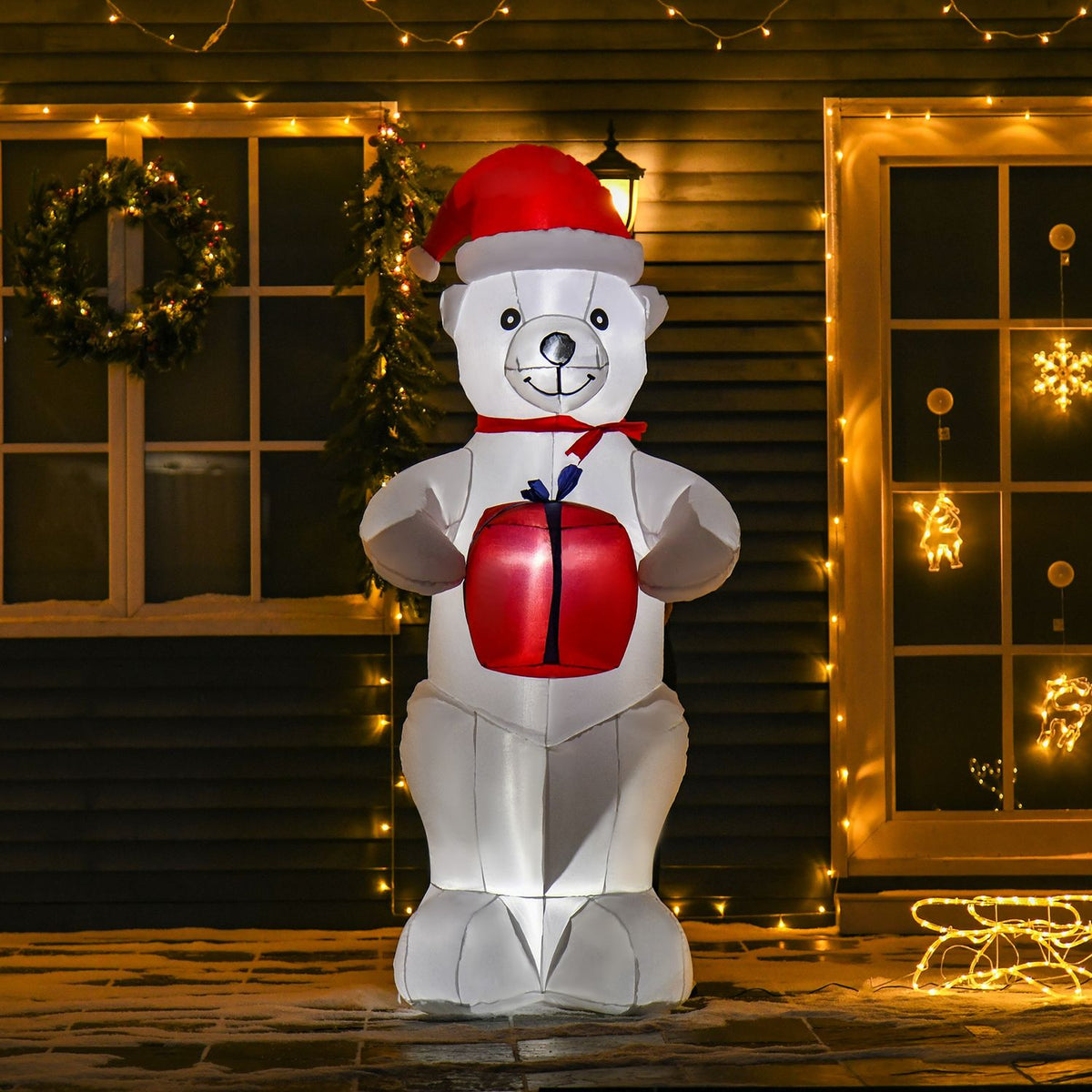 Inflatable Christmas Polar Bear 1.8 M Decorations Lighting Christmas Garden Animal Figures Party Polyester 86 X 85 X 180 Cm