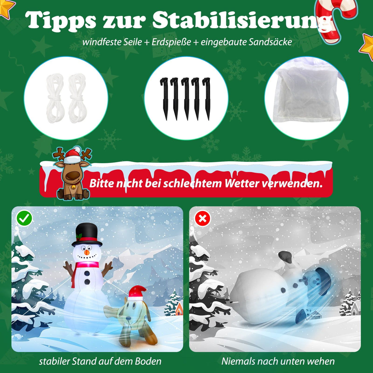 Inflatable Christmas Snowman with Dog, 180 cm, LED Lights