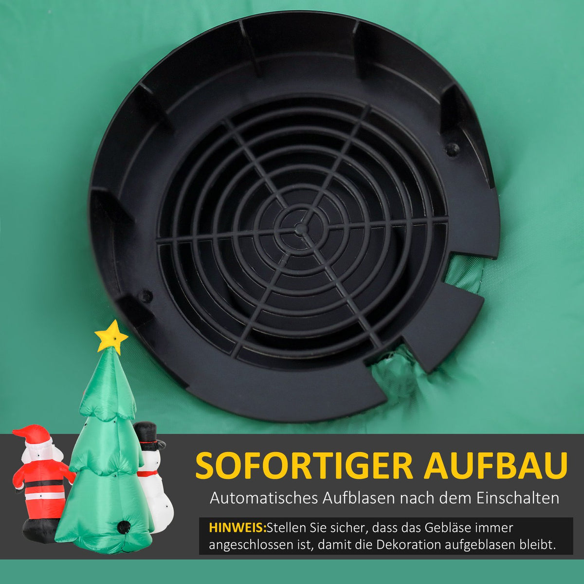 Inflatable Christmas Tree Led Christmas Decoration With Snowman 185 Cm Self-Inflating Polyester White 105 X 145 X 185 Cm