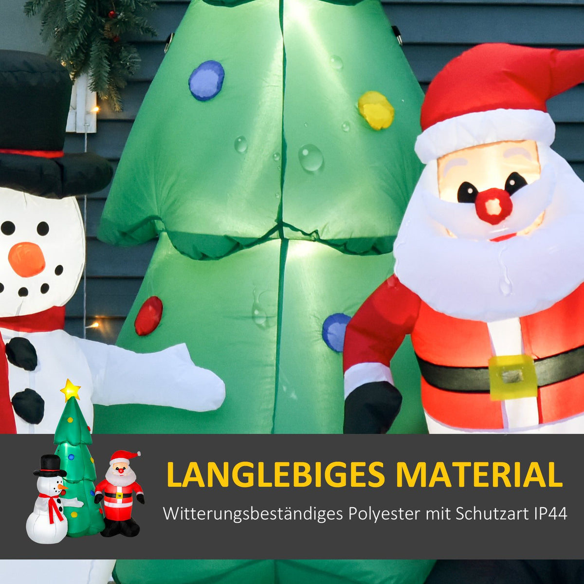 Inflatable Christmas Tree Led Christmas Decoration With Snowman 185 Cm Self-Inflating Polyester White 105 X 145 X 185 Cm