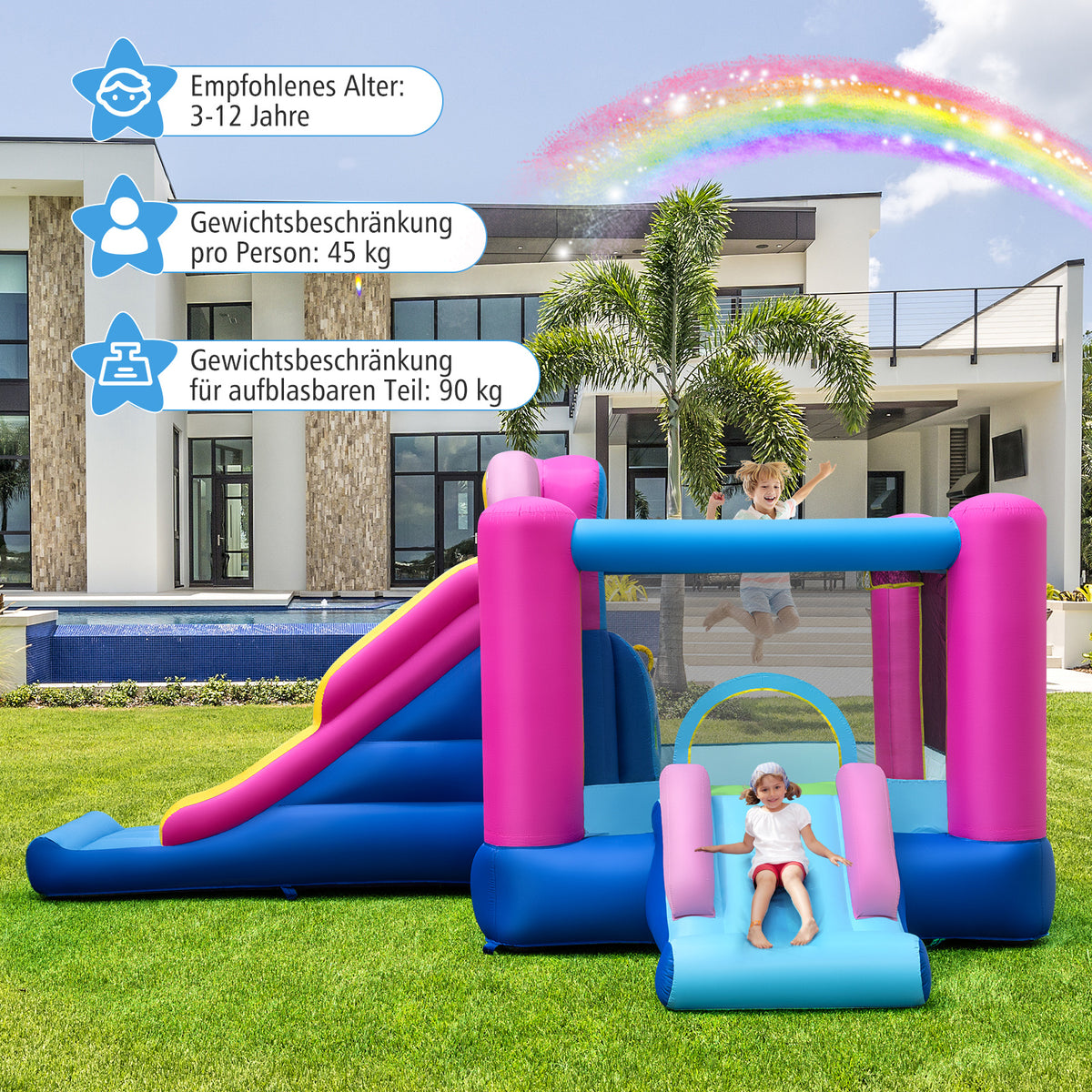 Inflatable Donut-Themed Bounce House with Slides, Multicolor