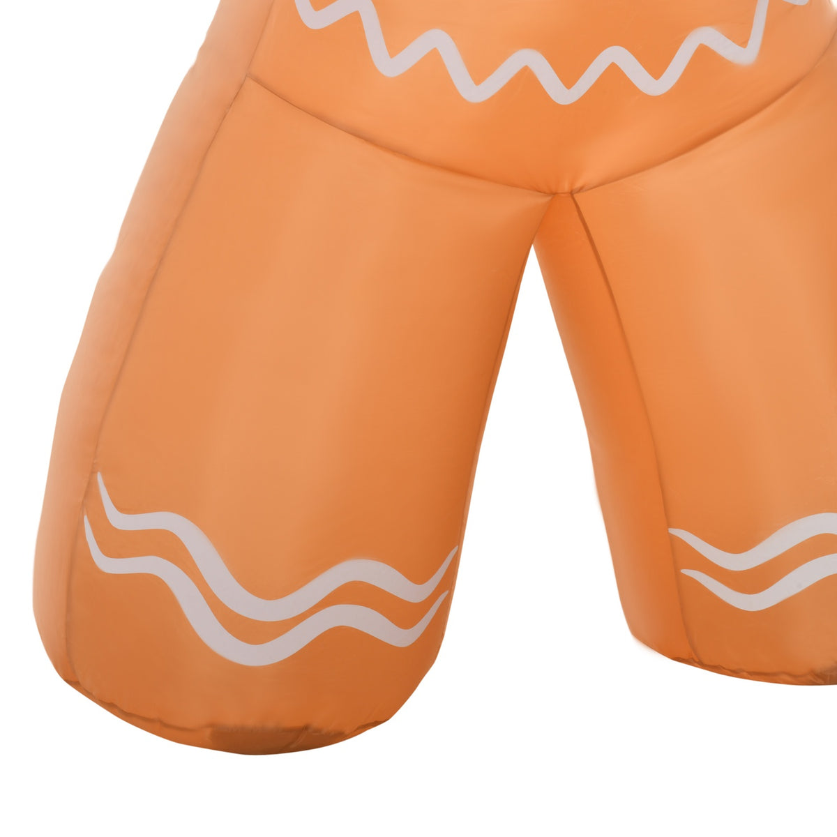 Inflatable Gingerbread Man 2.4M Christmas Decoration With Lights Automatic Inflation Weatherproof Polyester Fabric Yellow 170 X 65 X 240 Cm