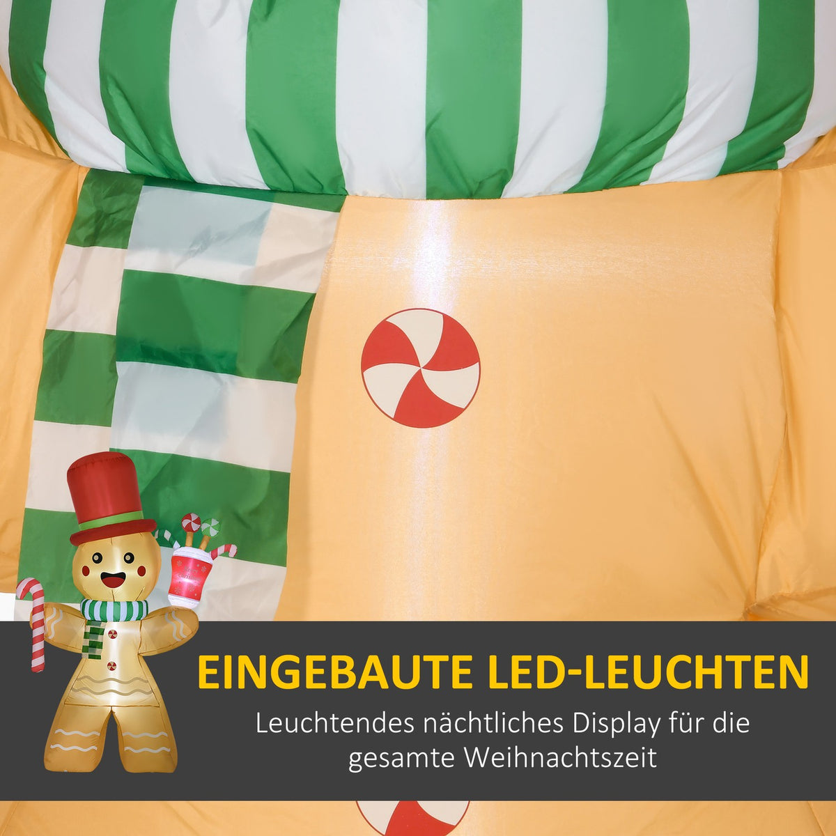 Inflatable Gingerbread Man with LED Lights, 235cm