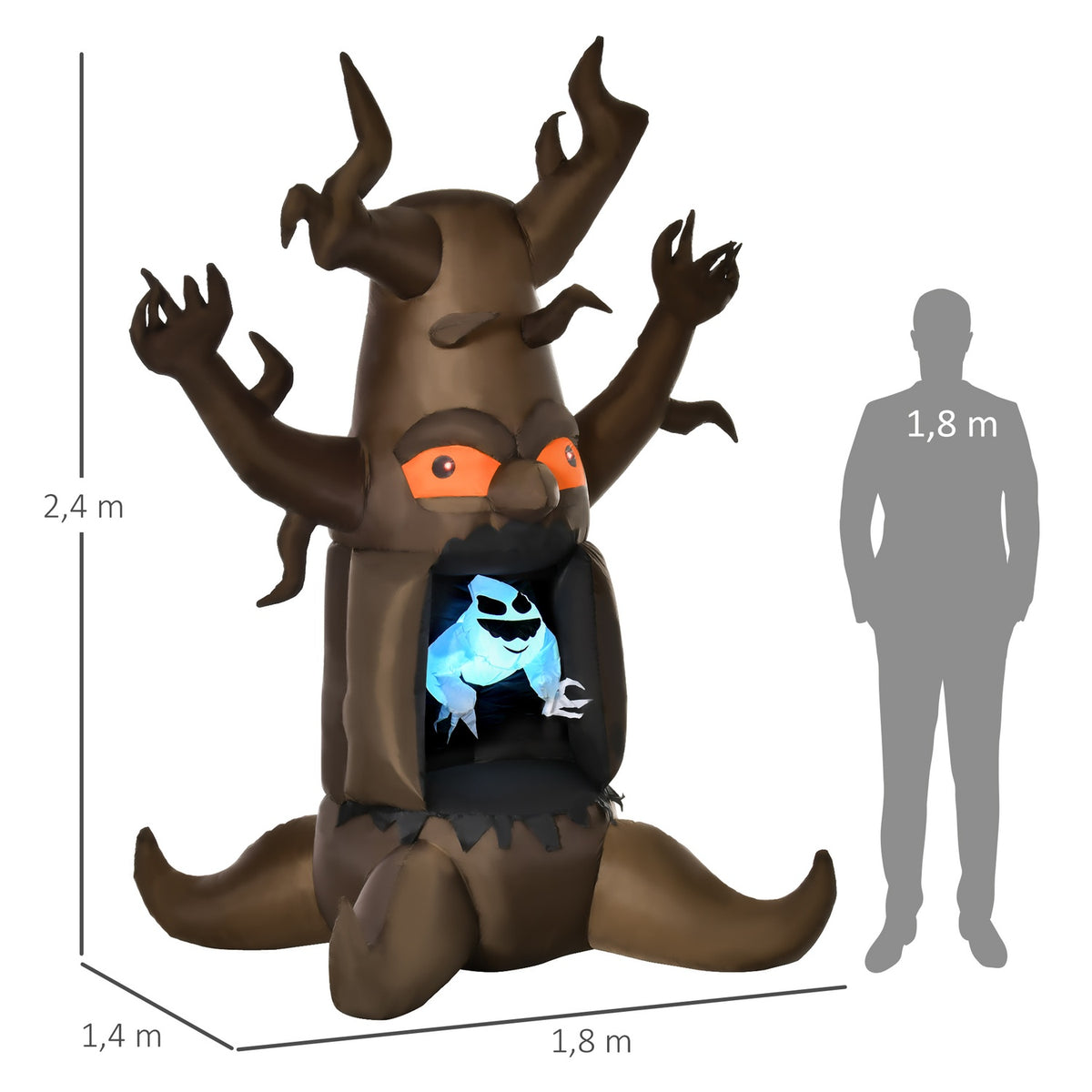 Inflatable Halloween Ghost Tree with 3 Lights for the Garden Polyester Brown 180 x 140 x 240 cm