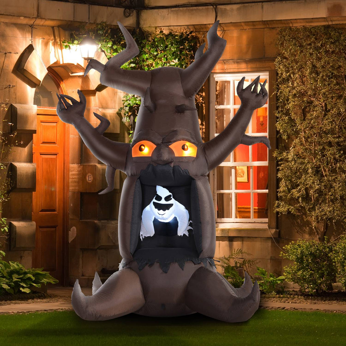 Inflatable Halloween Ghost Tree with 3 Lights for the Garden Polyester Brown 180 x 140 x 240 cm