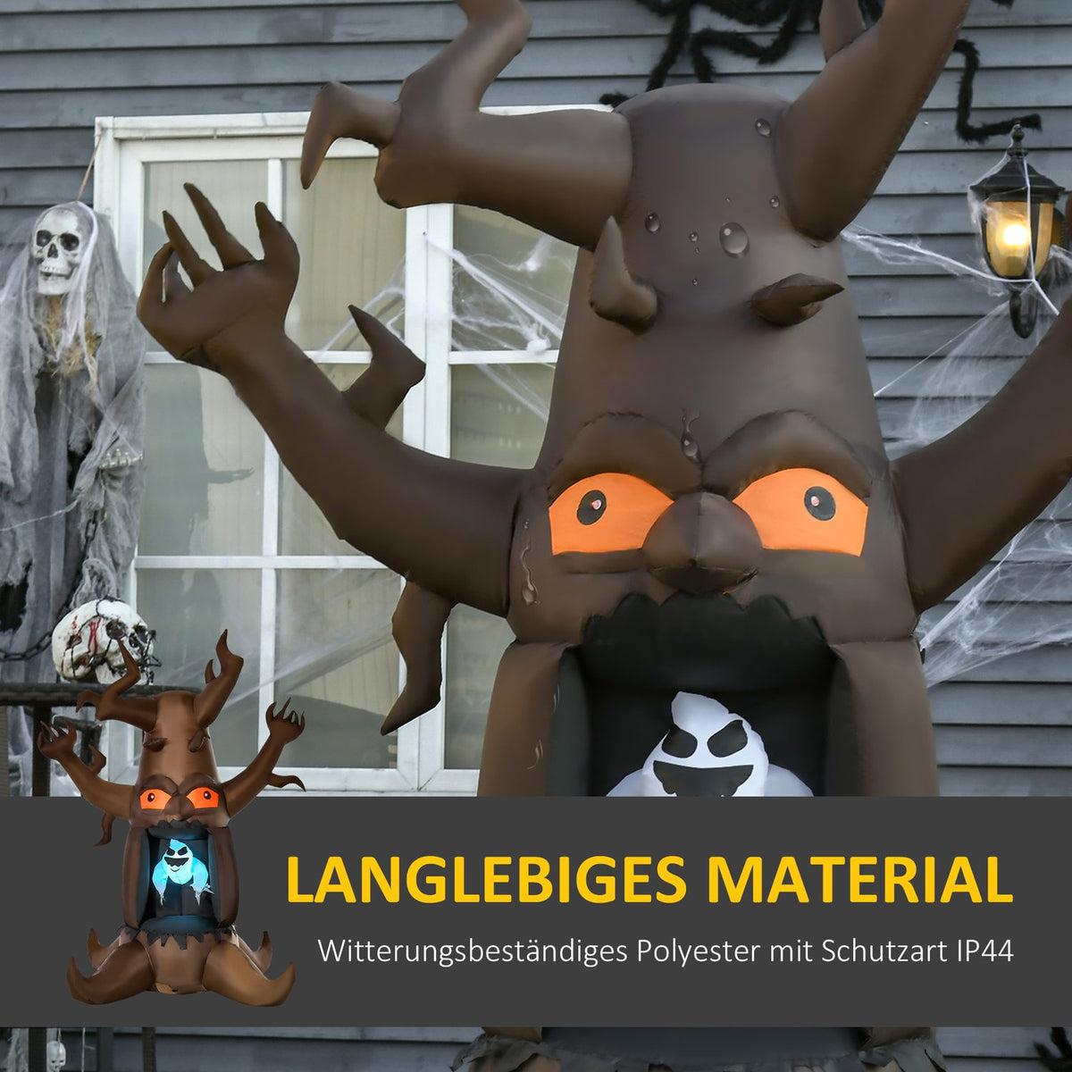 Inflatable Halloween Ghost Tree with 3 Lights for the Garden Polyester Brown 180 x 140 x 240 cm