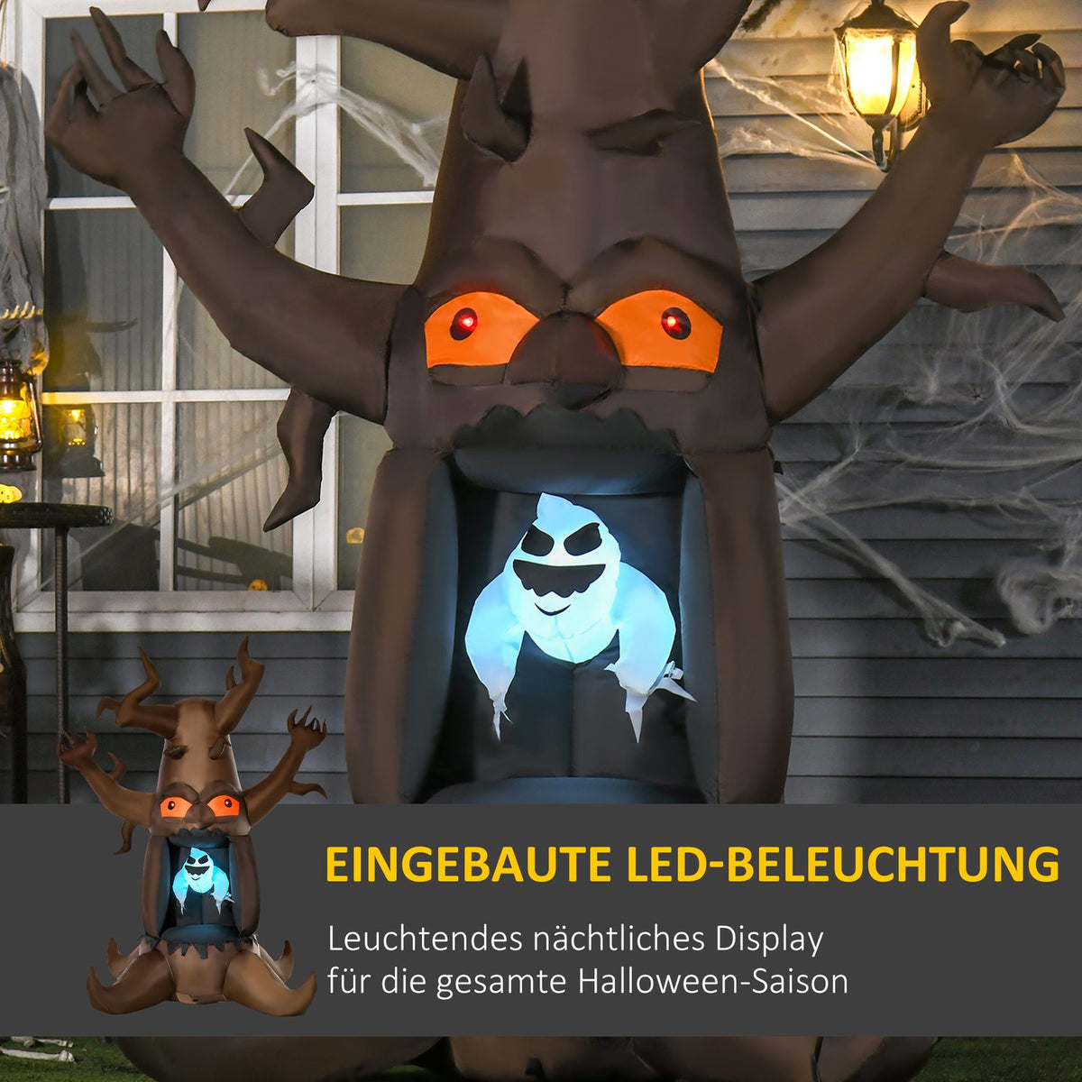 Inflatable Halloween Ghost Tree with 3 Lights for the Garden Polyester Brown 180 x 140 x 240 cm
