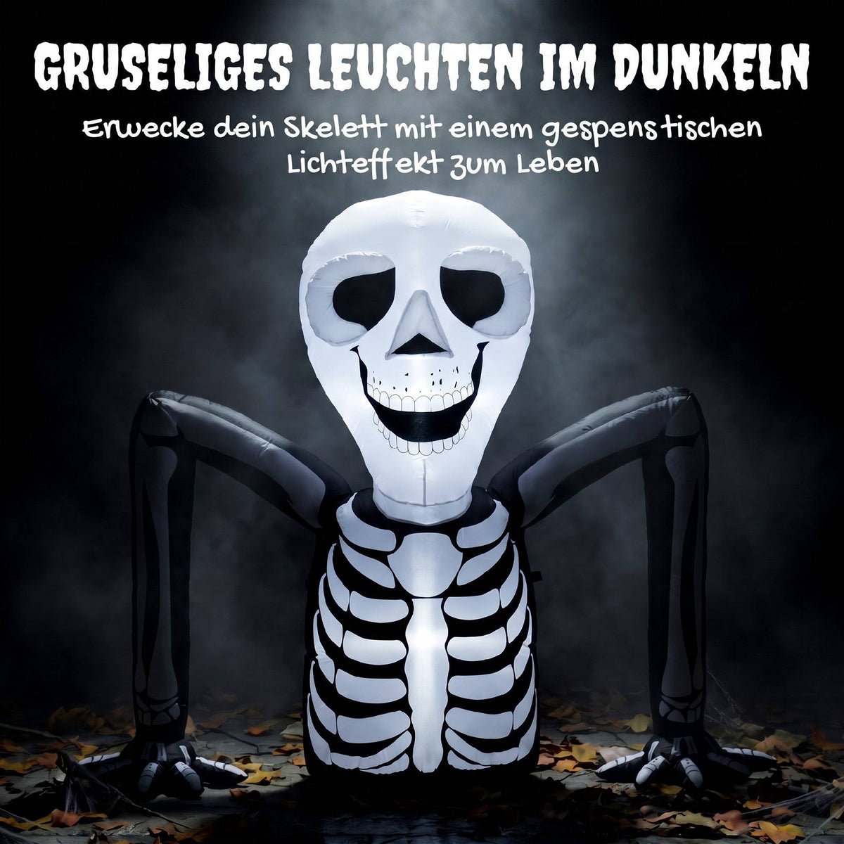 Inflatable Halloween Skeleton with LED Lights, 210T Polyester