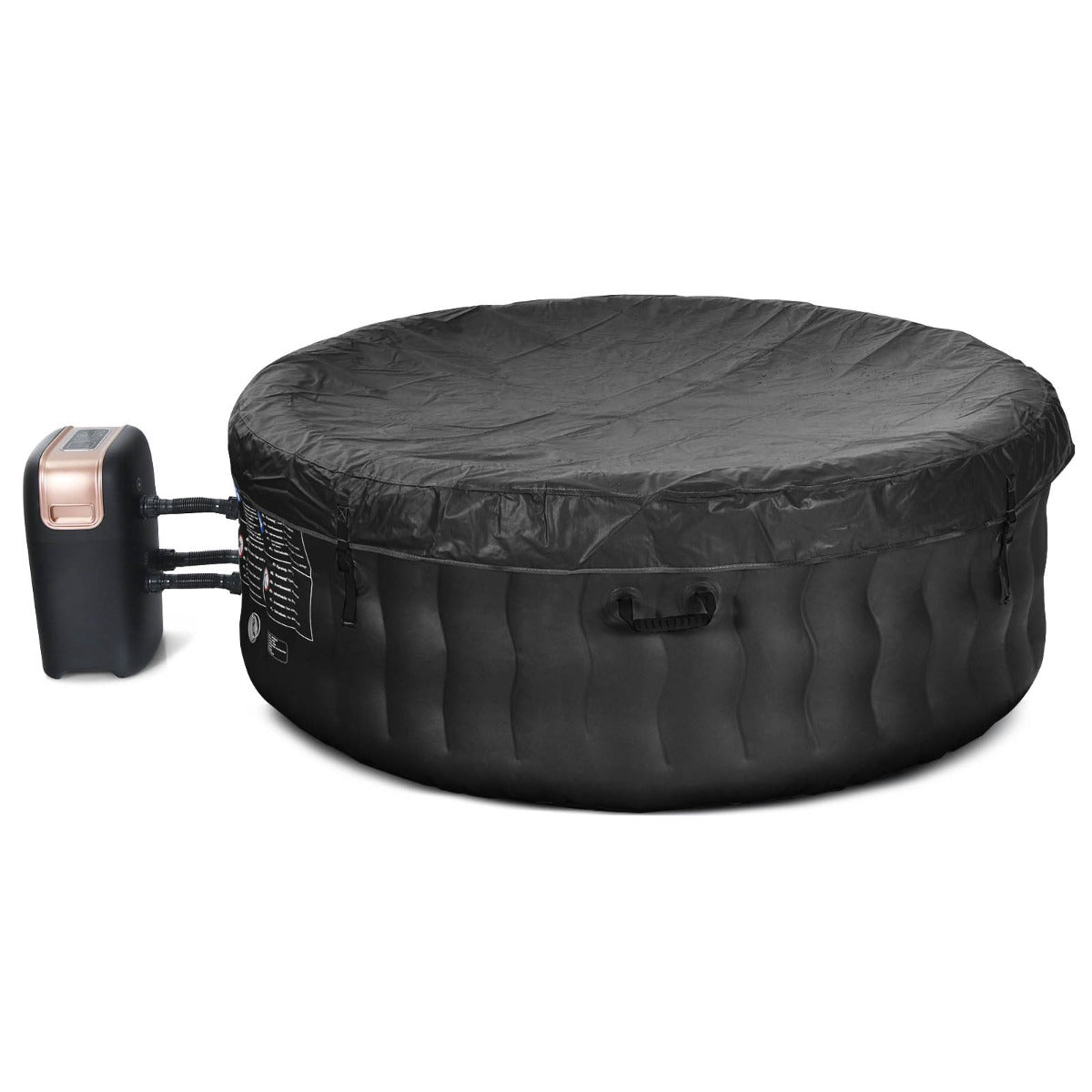 Inflatable Hot Tub, 4-Person, 108 Bubble Jets, Black
