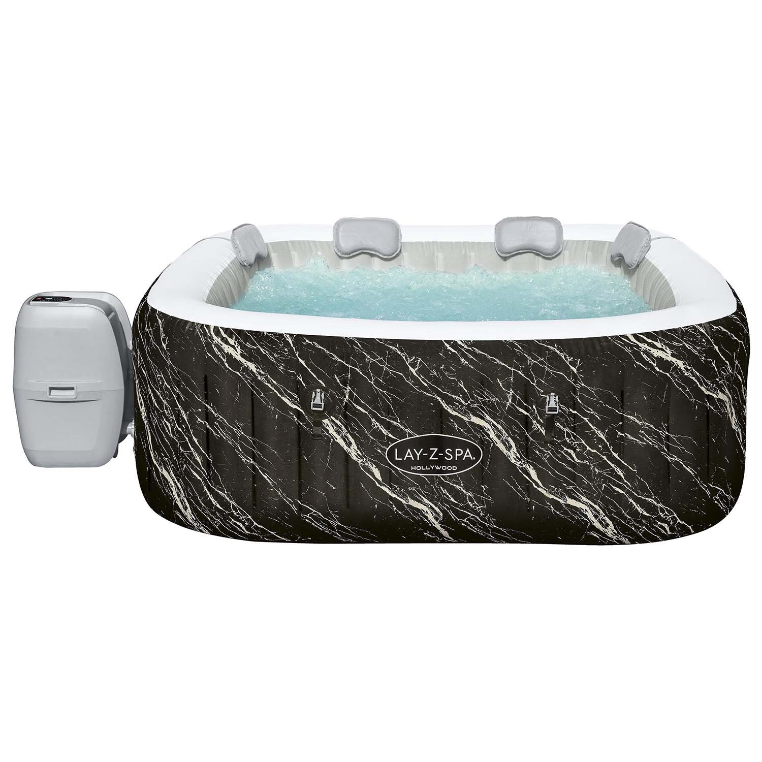 Inflatable Hot Tub with LED Lights, AirJet Massage, 6-Person Capacity