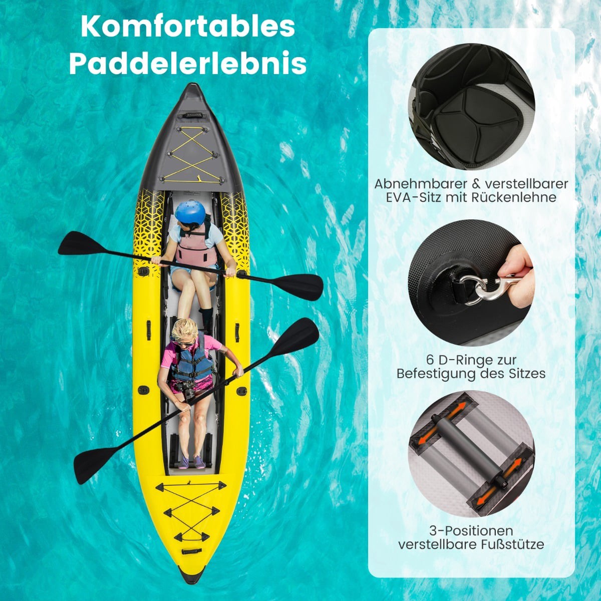 Inflatable Kayak Set with Aluminum Oars & EVA Seats
