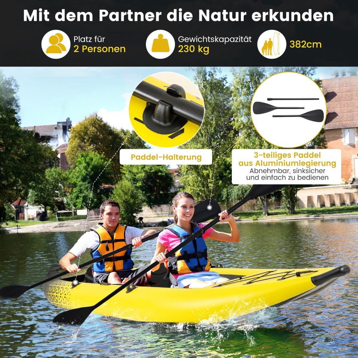 Inflatable Kayak Set with Aluminum Oars & EVA Seats