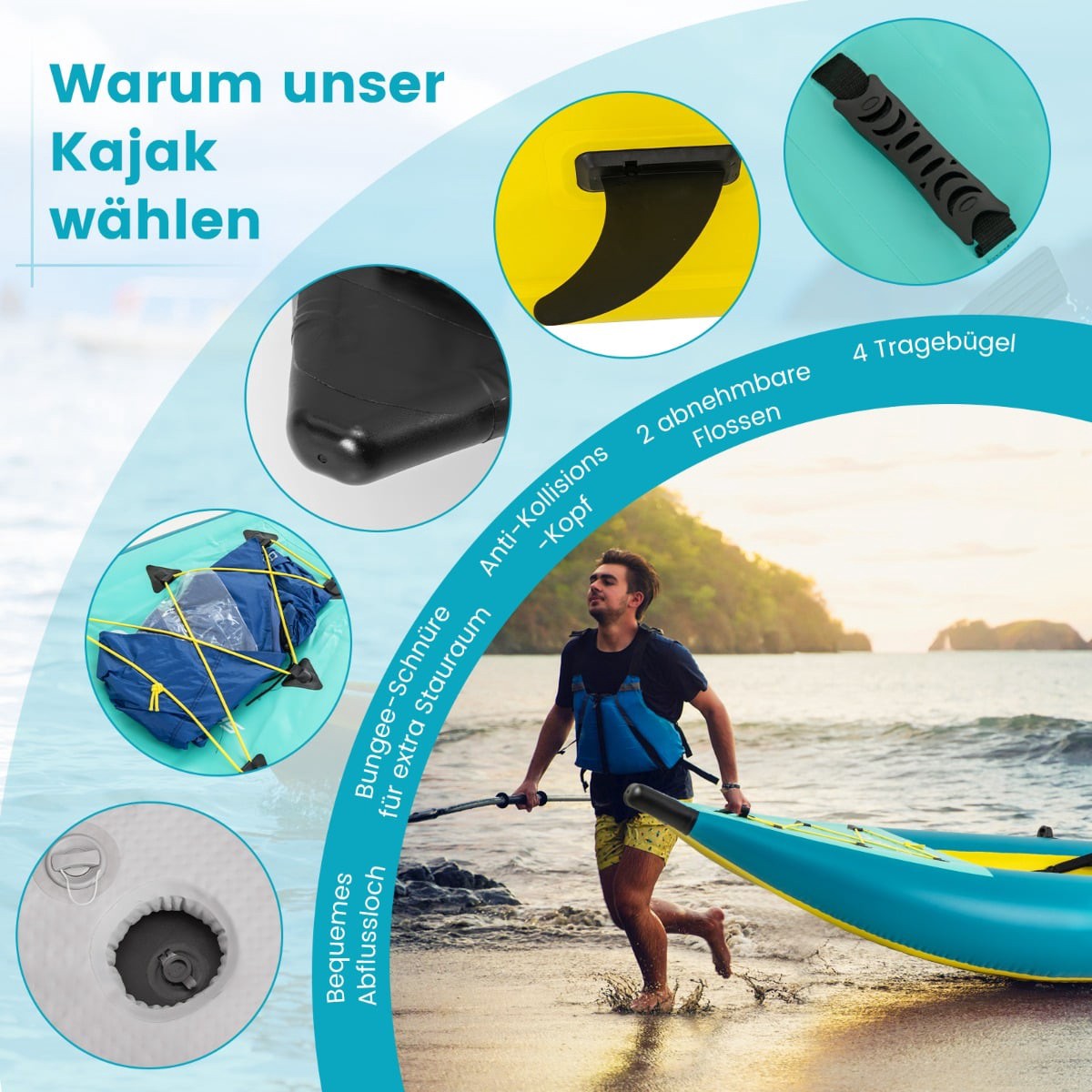 Inflatable Kayak Set with Aluminum Paddles & EVA Seats