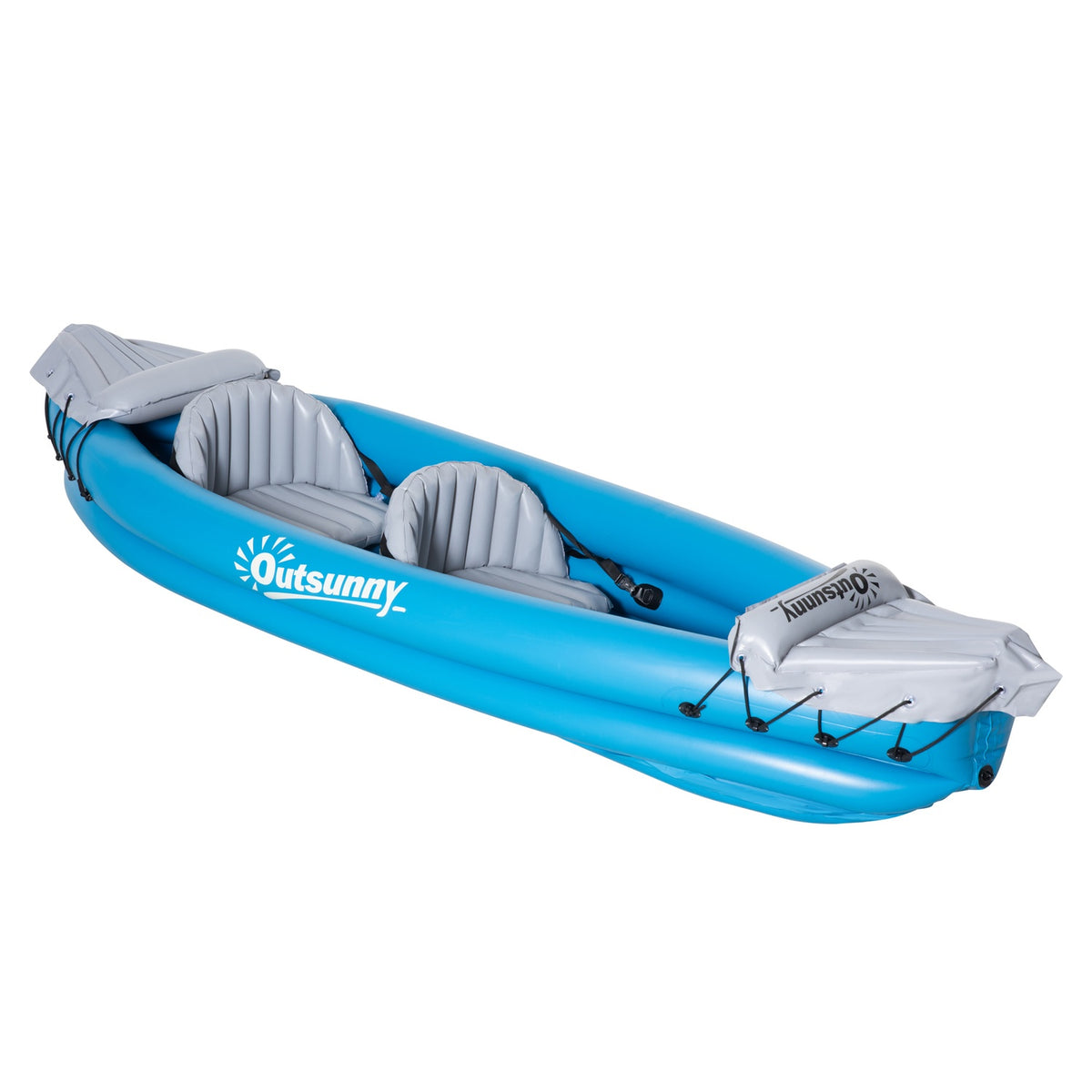 Inflatable Kayaks 2-Person Dinghy Canoe With Air Chamber Unisex Pvc Steel Blue Grey