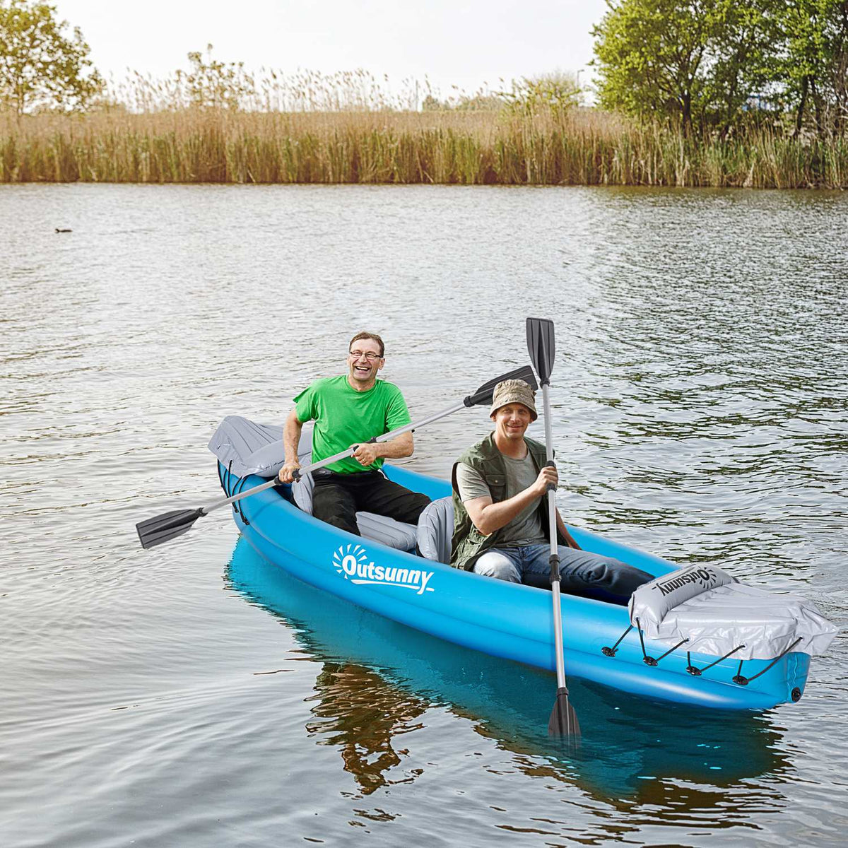 Inflatable Kayaks 2-Person Dinghy Canoe With Air Chamber Unisex Pvc Steel Blue Grey