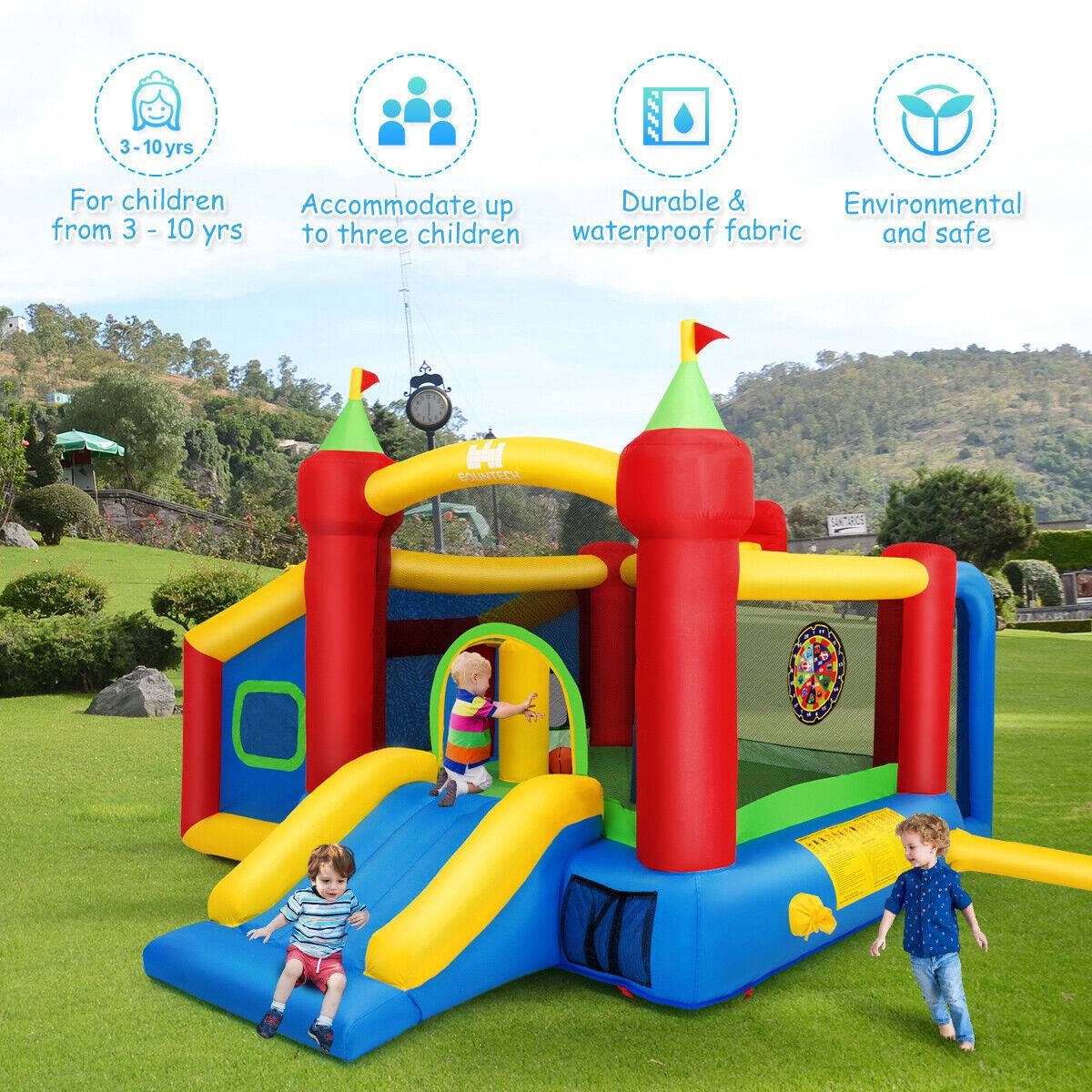 Inflatable Kids Bounce House With Slide, 100 Balls, No Blower
