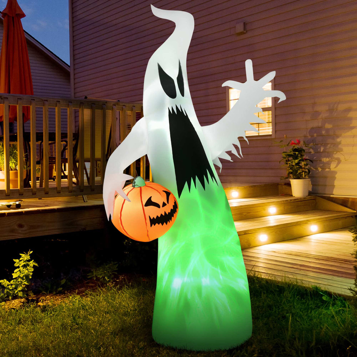 Inflatable LED Ghost with Pumpkin – 180 cm Halloween Decor