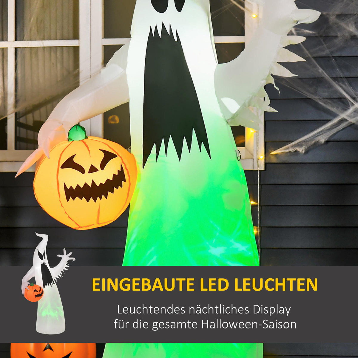 Inflatable LED Ghost with Pumpkin – 180 cm Halloween Decor