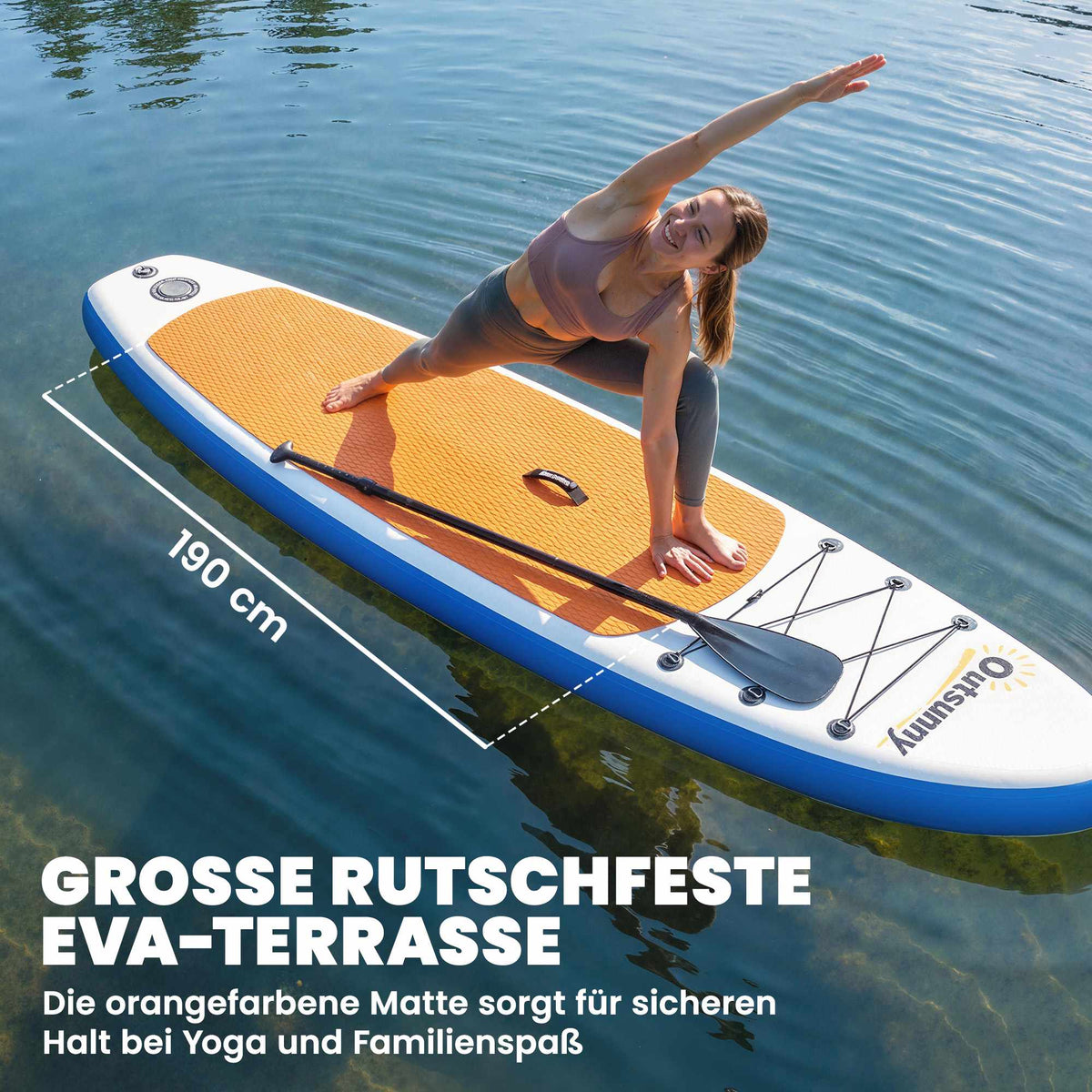 Inflatable SUP Board Set with Paddle, Fin, and Backpack