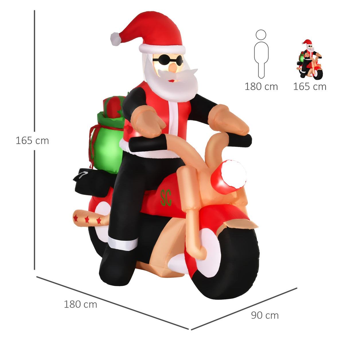 Inflatable Santa Claus Outdoor Decoration with LEDs, 1.65m