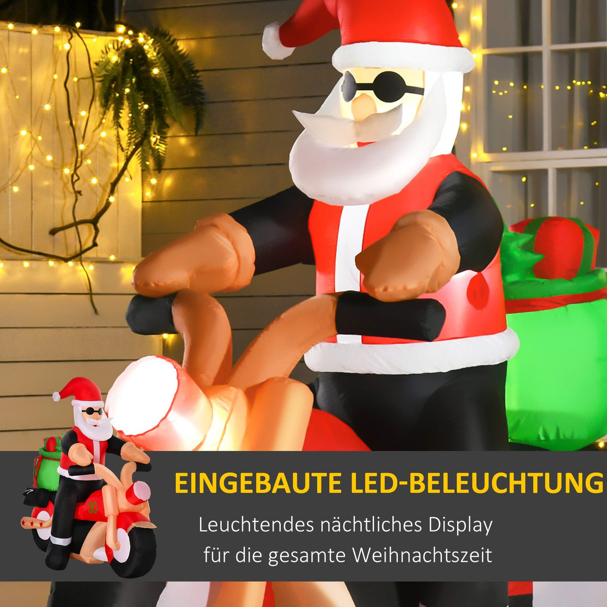 Inflatable Santa Claus Outdoor Decoration with LEDs, 1.65m
