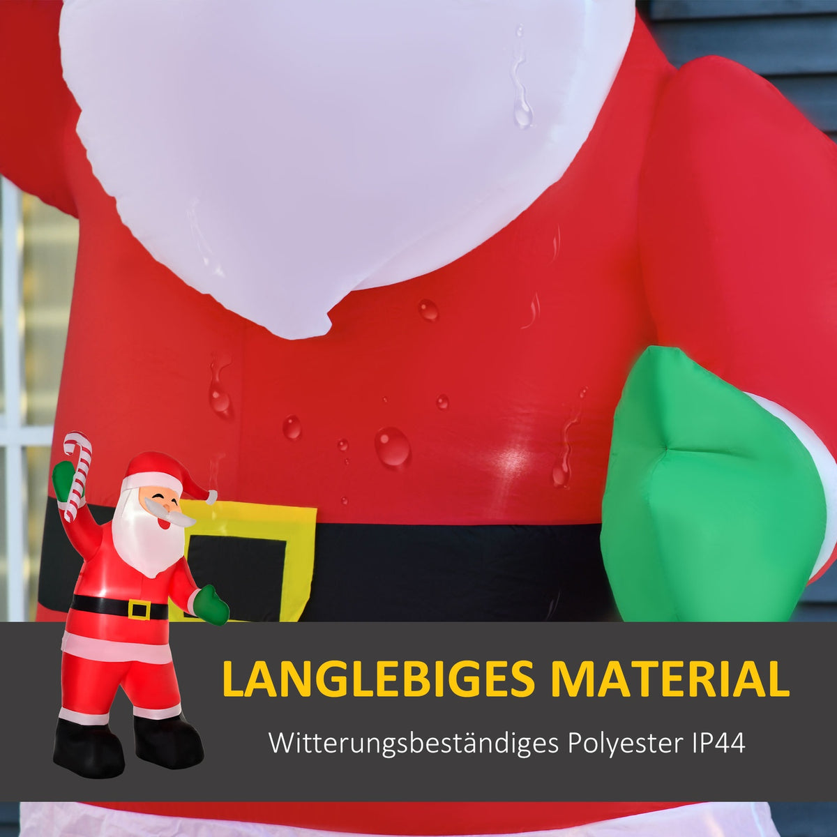 Inflatable Santa Claus With Candy Cane 250Cm Led With Blower Christmas Party Christmas Decoration White+Red+Green 140 X 85 X 250Cm