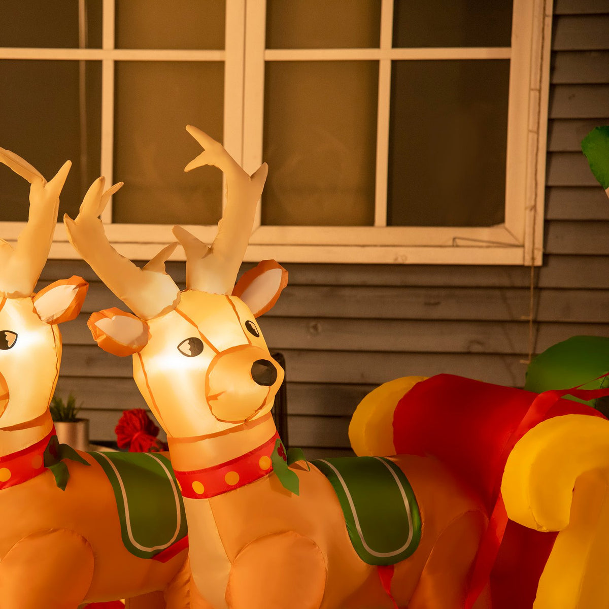 Inflatable Santa Claus With Sleigh And Dogs With Led Lights Christmas Decoration With Blower Weatherproof 230 X 80 X 150 Cm