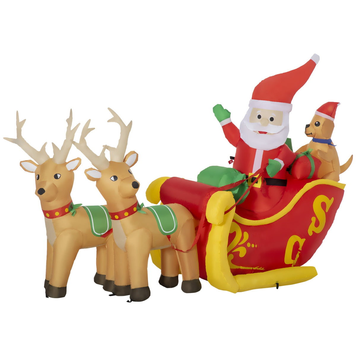 Inflatable Santa Claus With Sleigh And Dogs With Led Lights Christmas Decoration With Blower Weatherproof 230 X 80 X 150 Cm