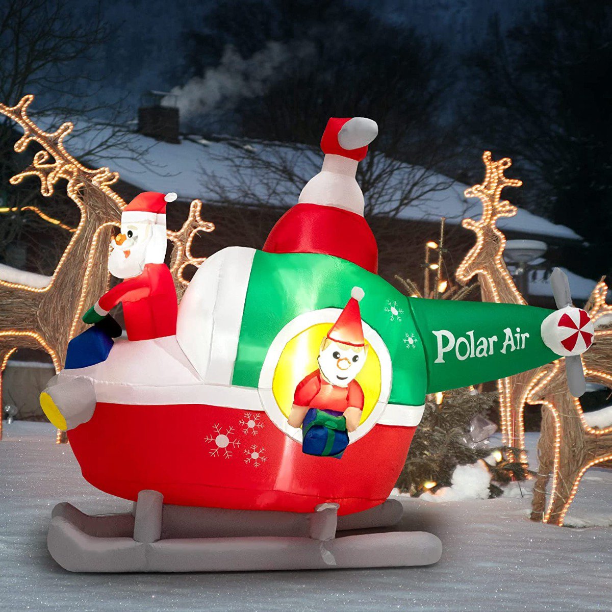 Inflatable Santa Helicopter, 180cm, LED Outdoor Decor